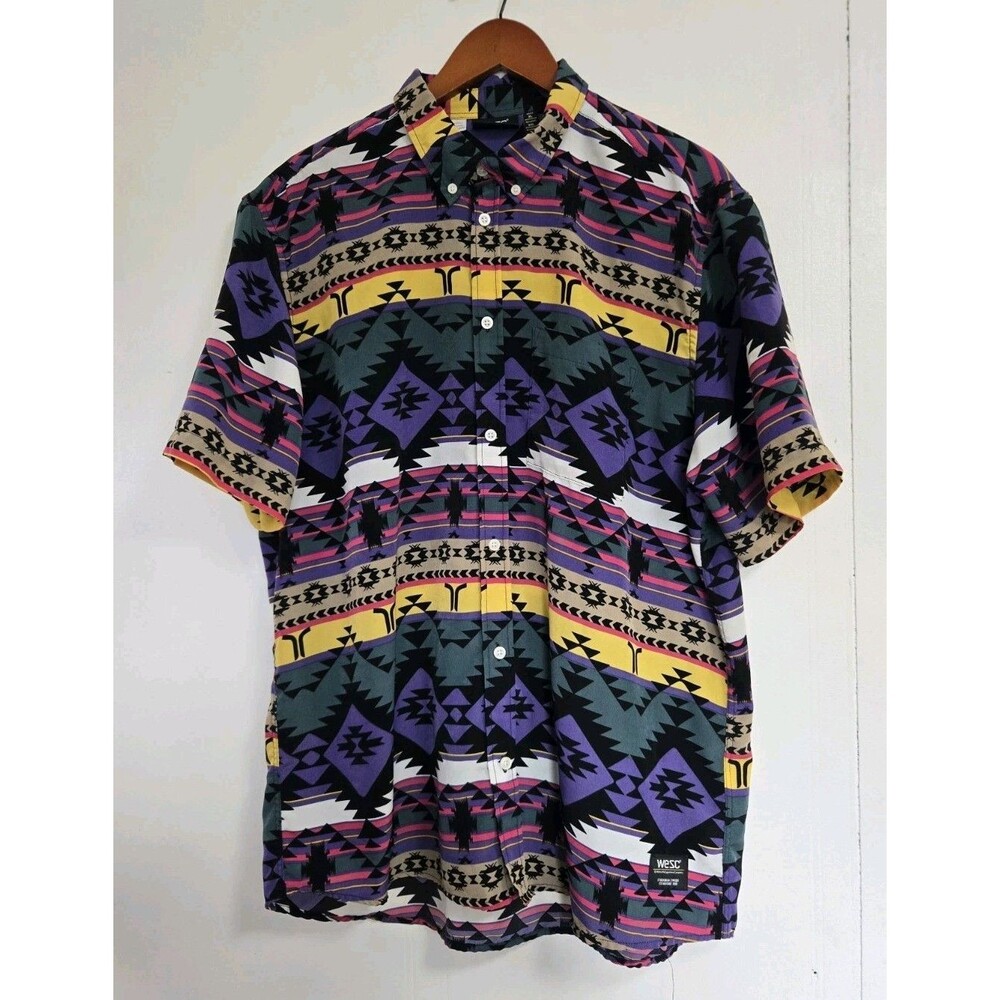 Wesc Shirt Mens XL Southwestern Olavi Print Polo Western Performance Casual